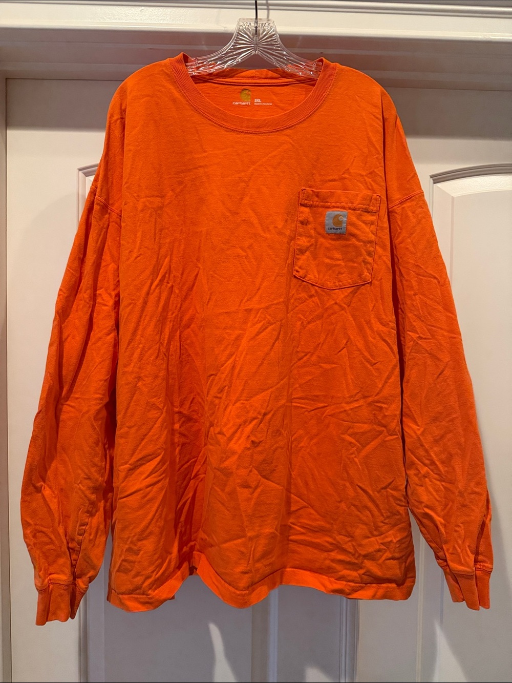 Carhartt Men's Long-Sleeve Pocket Tee — High-Visibility Orange
